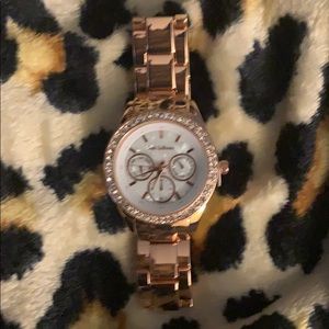 Jade LeBaum Womens Rose Gold Boyfriend Watch